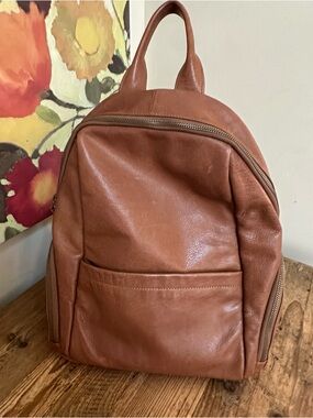 Lucky Brand Brown Leather Backpack 13”x10”